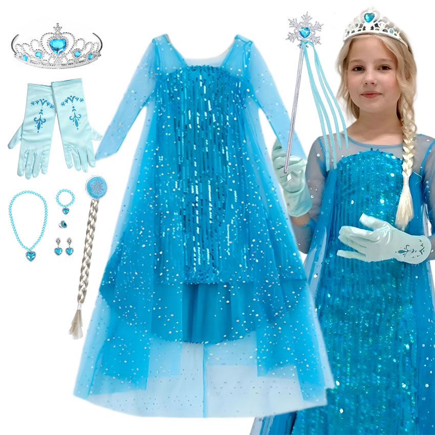 Glitter Tablecloth - Meisjes Prachtige Prinsessen Maxi Jurk Volledig