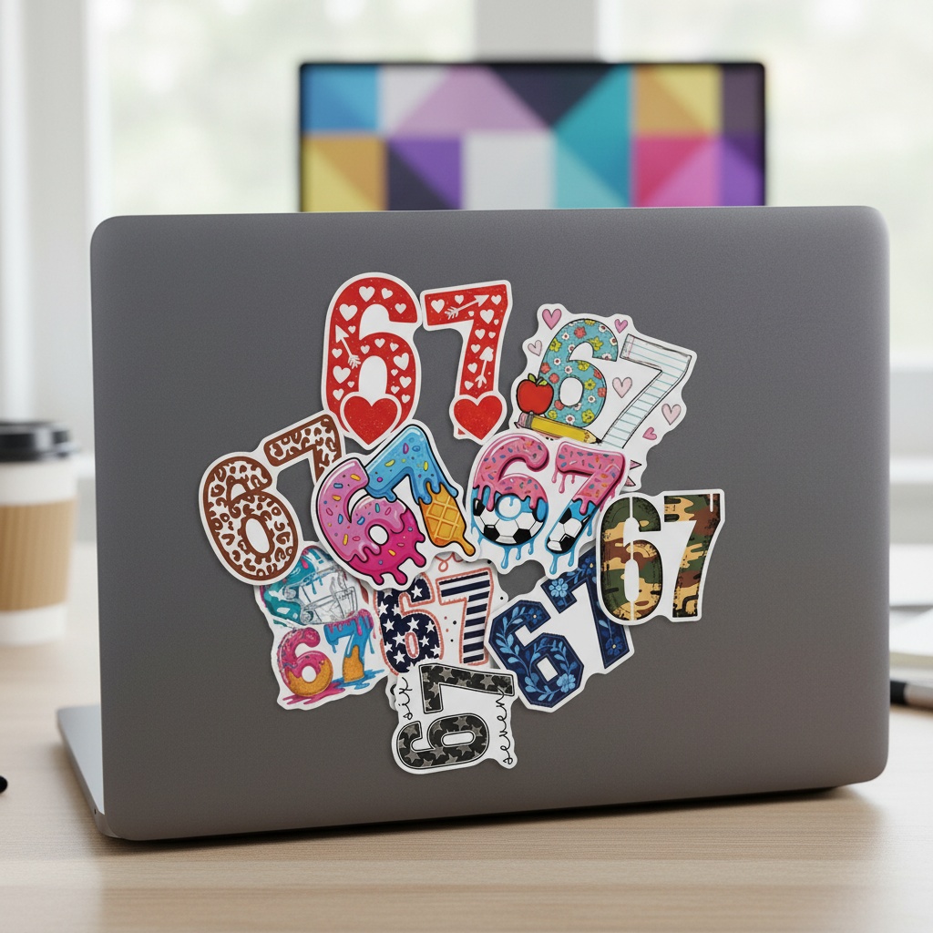 Plastic Cup 50Pcs - 50 stuks nummer 67 digitale graffitistickers,