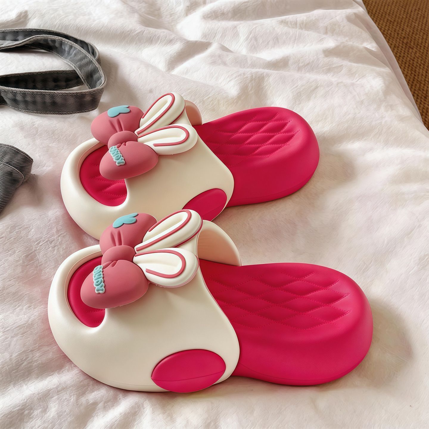Cotton Candy Cone - Leuke strik konijnenoor platformslippers dames EVA