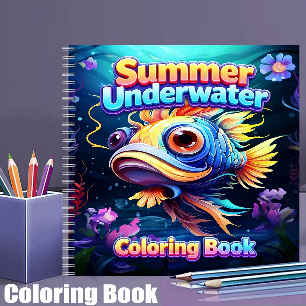 Supply Event - Zomeronderwaterkleurboek voor volwassenen, schattig tekenboek met