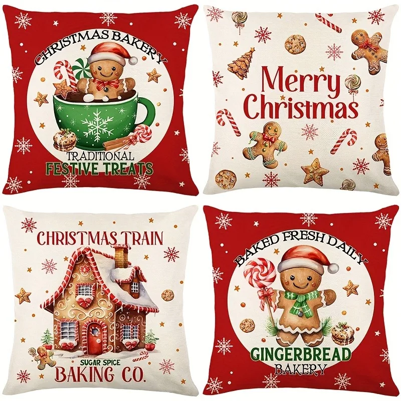 Cotton Candy Cone - Kerstdecoratie Kussensloop Gingerbread Man Snoep Kerst