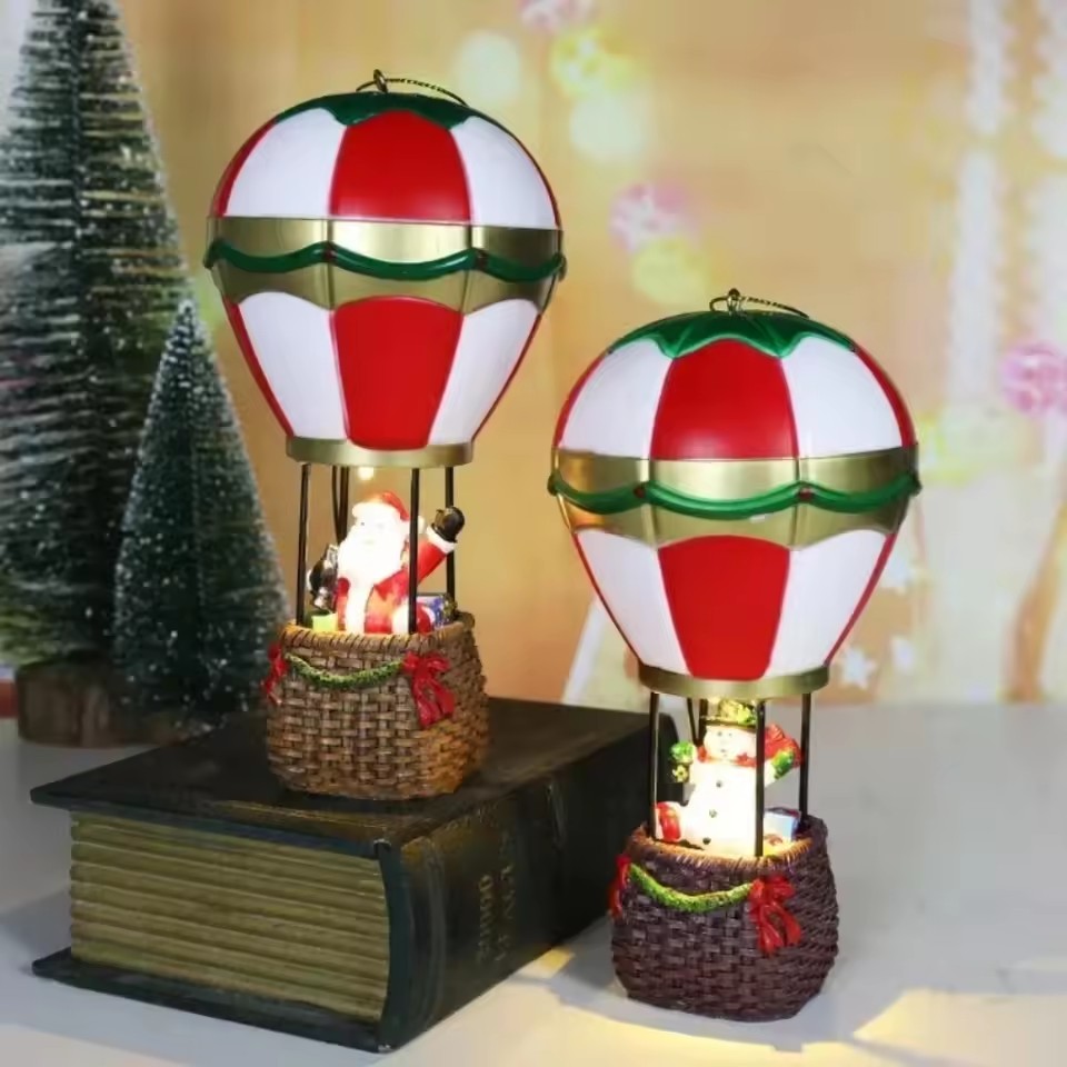 Led Balloon Light - Kerst gloeiende ornamenten, kerstman sneeuwpop heteluchtballon