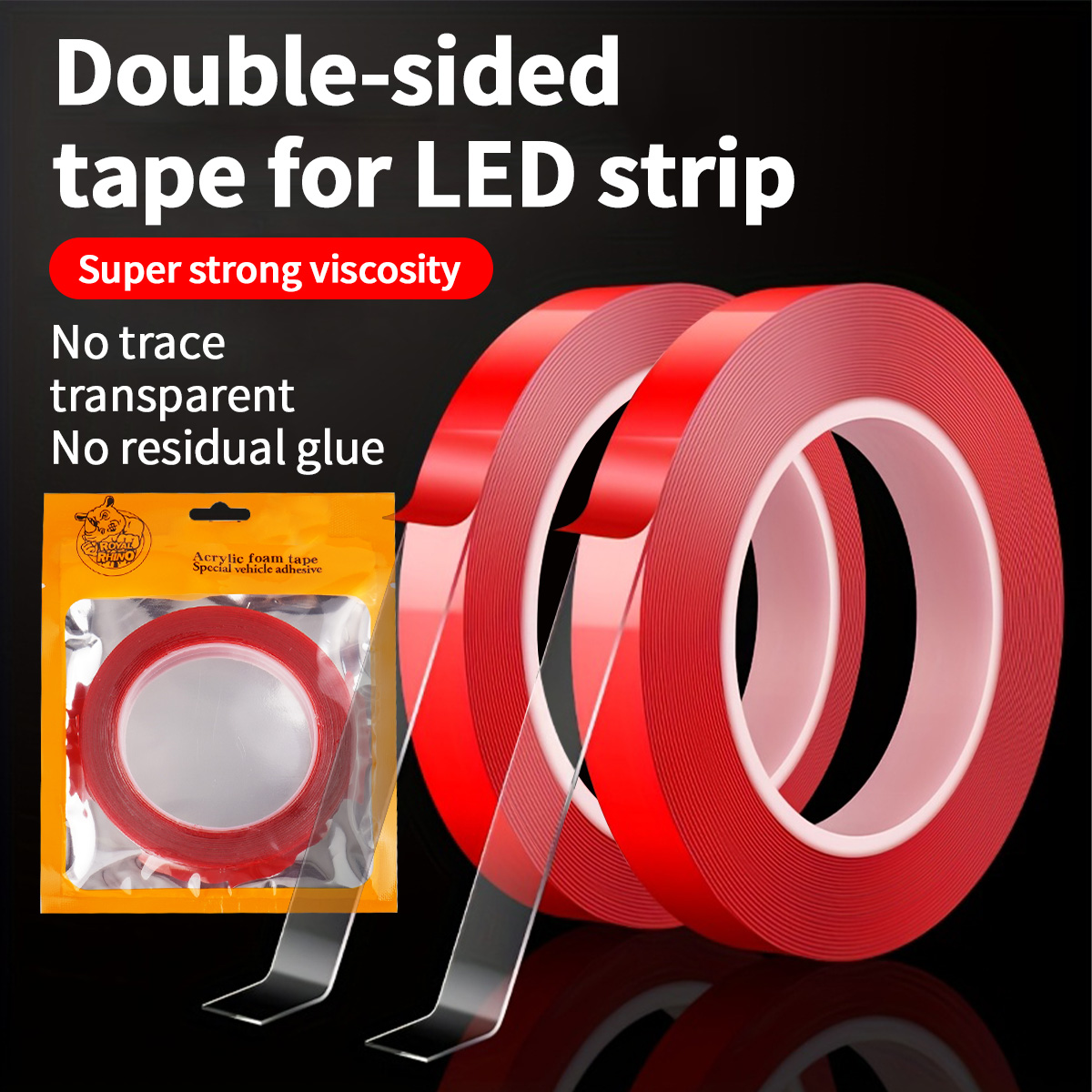 Led Balloon Light - LED-lichtstrip plakstrip dubbelzijdig nano-acryltape transparant sterke