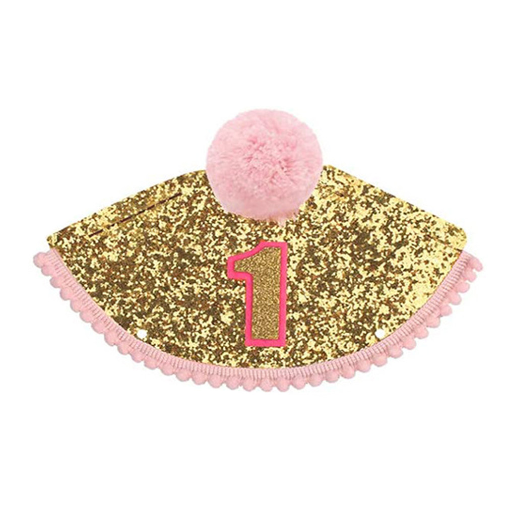 Party Hat Cone - Roze verjaardagshoed 1e verjaardag feest hoedje
