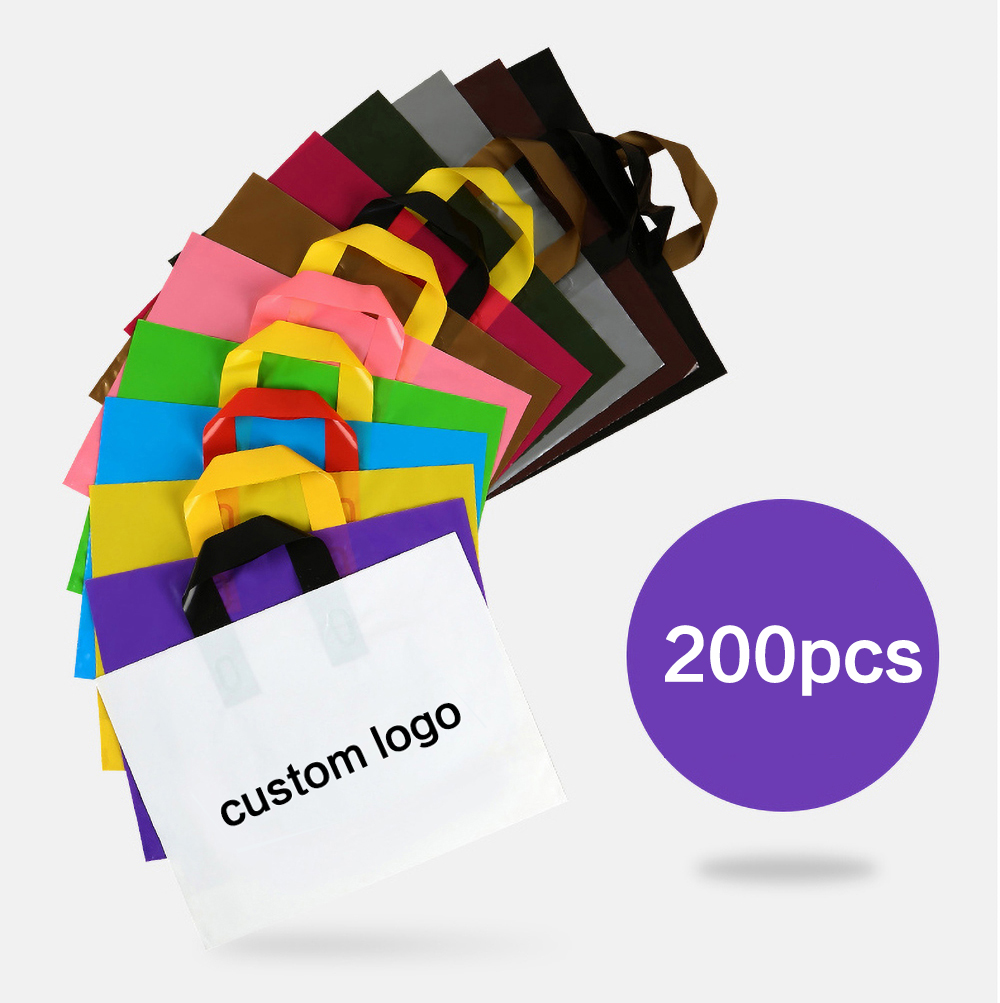 Event Party Shop - 200Pcs Aangepaste Logo Boodschappentas Plastic Zak