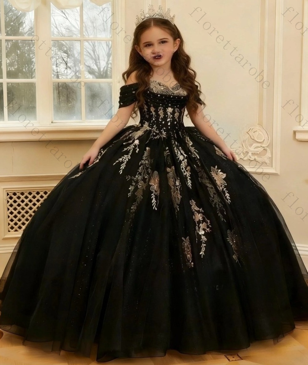 Birthday Sash Glitter - Op maat gemaakte bordeauxrode off-shoulder bloemenmeisjesjurk