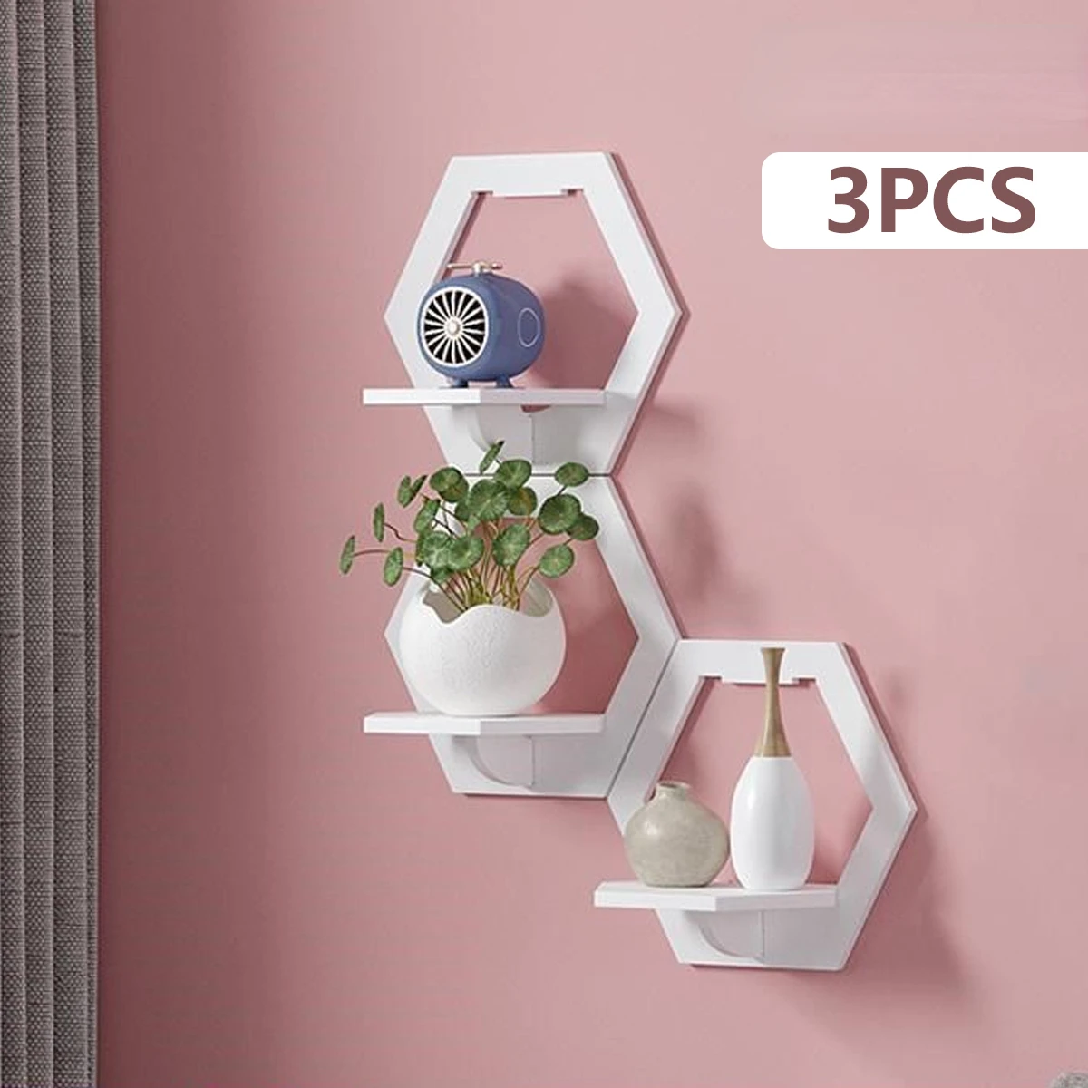 3 stuks zeshoek wandplank punc - Flower Wall Panel recensie en prijs