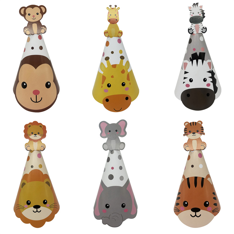 6 stuks jungle dieren papieren - Party Hat Cone recensie en prijs
